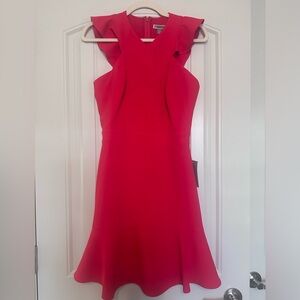 Chelsea28 Cross Front Ruffle Fit & Flare Dress Red Mars Size S
